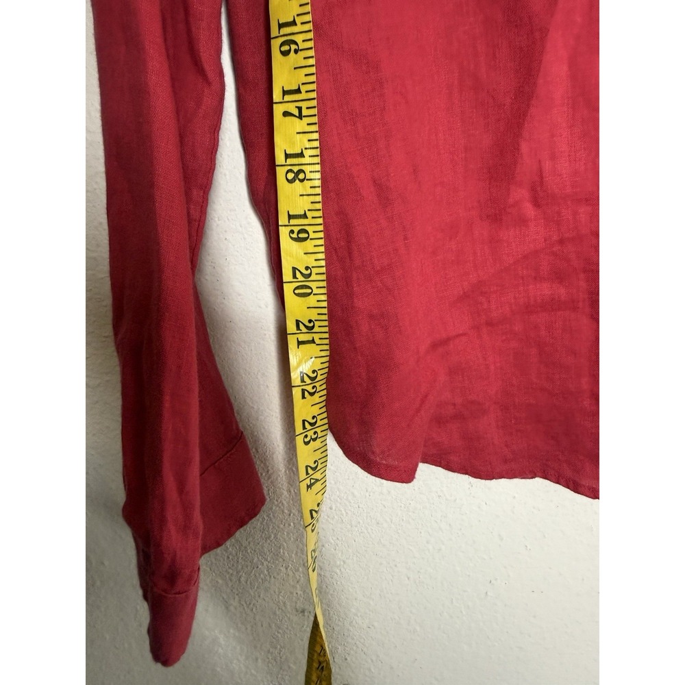 Lilly Pulitzer Sea View Cherry Red Linen Top Size M Coastal Vacation Lagenlook - Picture 8 of 8